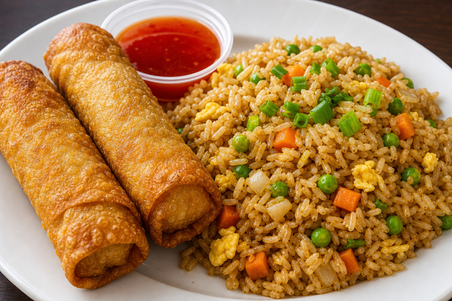Egg rolls and fried rice combo
