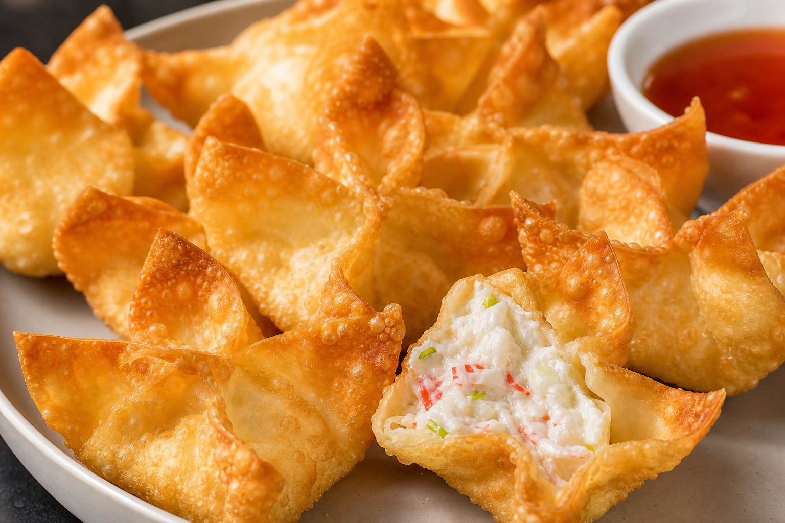 Crab rangoon appetizer plate